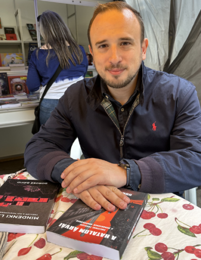 David Dorosz with his two published books at the 97th Hungarian Book Week