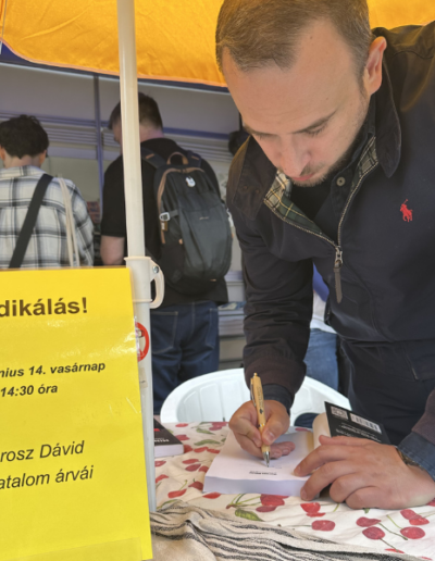 David Dorosz signing books at the 97th Hungarian Book Week