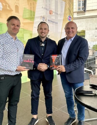 David Dorosz at the 97th Hungarian Book Week at the launch of Where The Orphans Of The Power Die with Egon Ronai